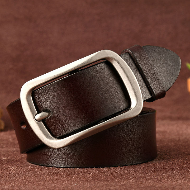 Wholesale Genuine leather belt men' s pin buckle youth retro casual jeans